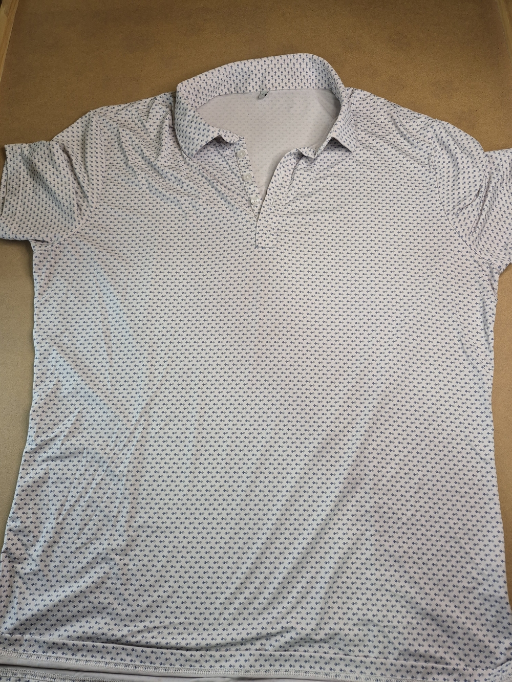 Men's Short-Sleeve Polo Shirt in Light Blue with Micro Print
